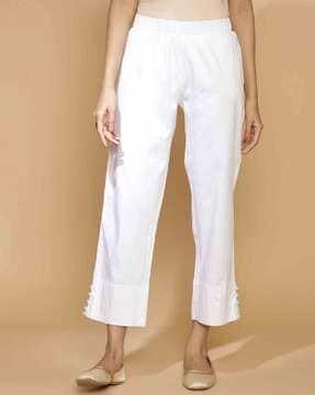 women flat-front straight fit pants