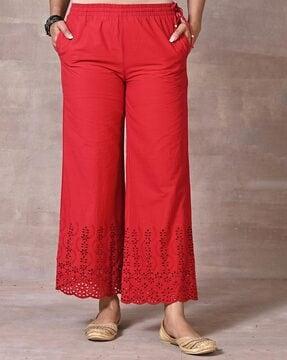 women flat-front straight fit pants