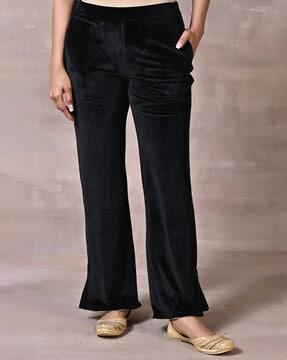 women flat-front straight fit pants