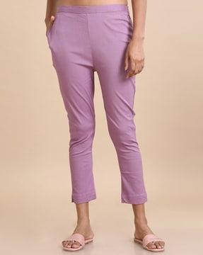 women flat-front straight fit pants