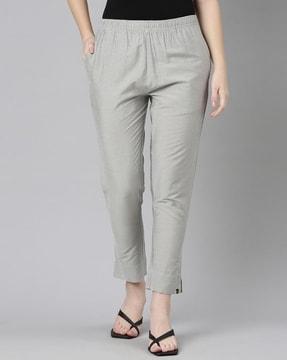 women flat-front straight fit pants