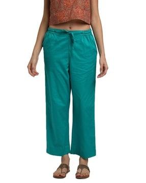 women flat-front straight fit pants