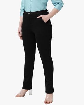 women flat-front straight fit treggings