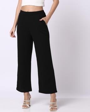 women flat-front straight fit trousers