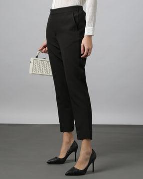 women flat-front tapered fit trousers