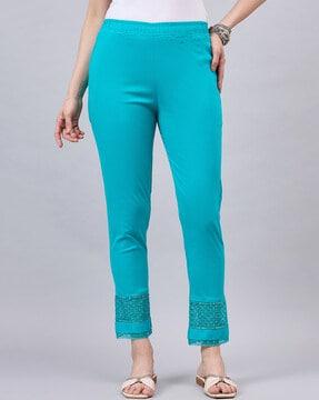 women flat-front tapered fit trousers