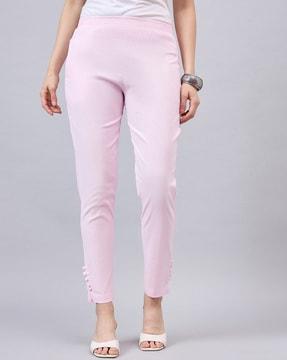 women flat-front tapered fit trousers