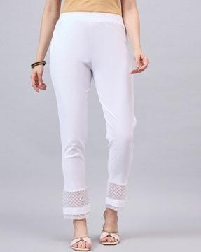 women flat-front tapered fit trousers