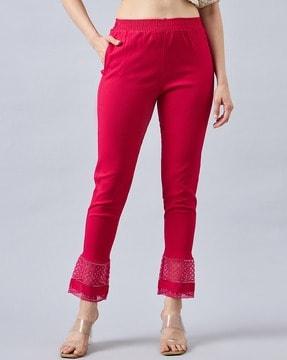 women flat-front tapered fit trousers