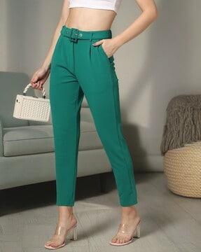 women flat-front trousers