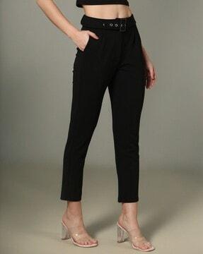 women flat-front trousers