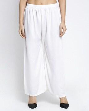 women flat-front wide leg palazzos