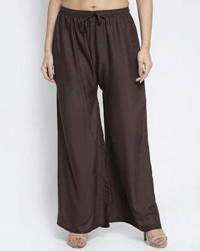 women flat-front wide leg palazzos