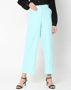 women flat-front wide-leg pants