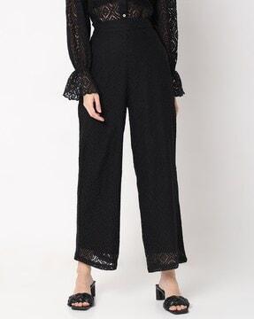 women flat-front wide-leg pants