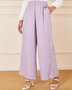 women flat-front wide leg trousers