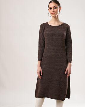 women flat-knit straight kurta