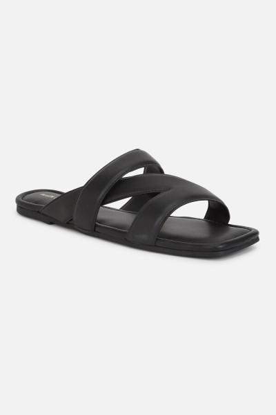 women flats sandal  (black , 3)