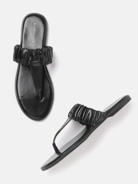 women flats sandal  (black , 5)