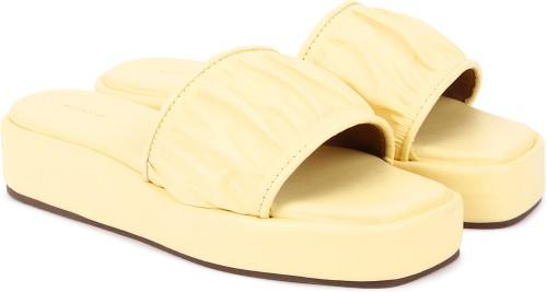 women flats sandal  (yellow , 6)