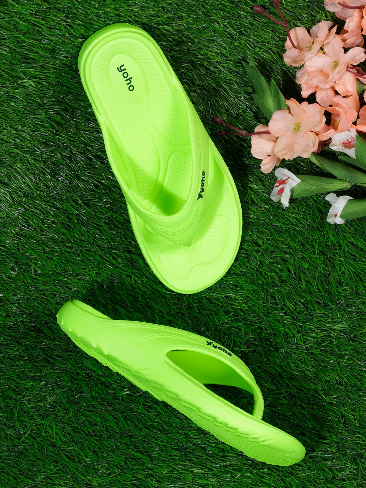 women floats soft slippers with mild acupressure green