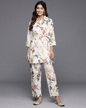 women floral  print straight kurta & pants set