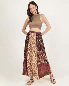 women floral a-line skirt with elasticated waist