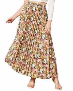 women floral a-line skirt with elasticated waist