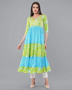 women floral anarkali kurta pants set