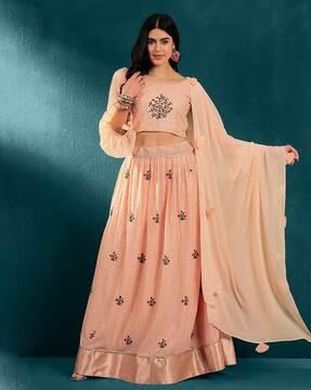 women floral embroidered a-line lehenga choli with dupatta