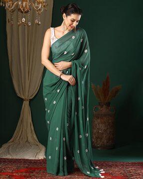 women floral embroidered georgette saree
