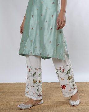 women floral embroidered palazzo