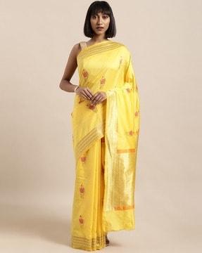 women floral embroidered saree