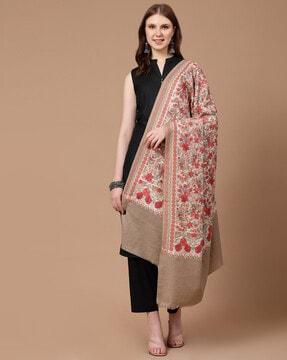 women floral embroidered shawl