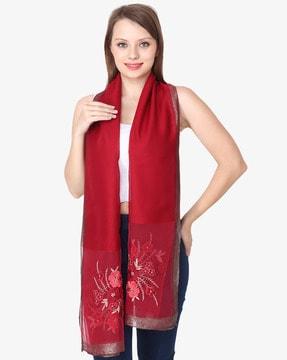 women floral embroidered stole