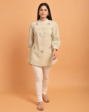 women floral embroidered tunic