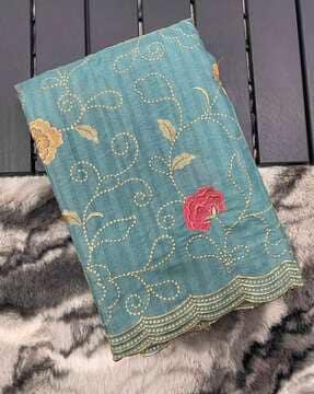 women floral embroidered tussar silk saree