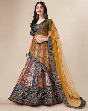 women floral flared lehenga choli set with dupatta