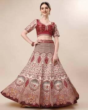 women floral flared lehenga choli set with dupatta