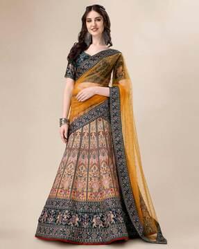 women floral flared lehenga choli set with dupatta