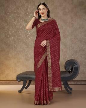 women floral foil print vichitra saree