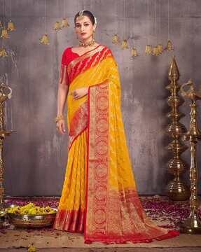 women floral georgette saree with contrast border