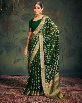 women floral georgette saree with contrast border