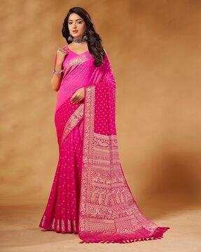 women floral georgette saree with contrast border