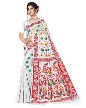 women floral jamdani saree
