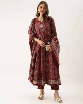 women floral pattern anarkali kurta set