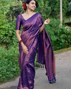 women floral pattern kanjeevaram silk saree