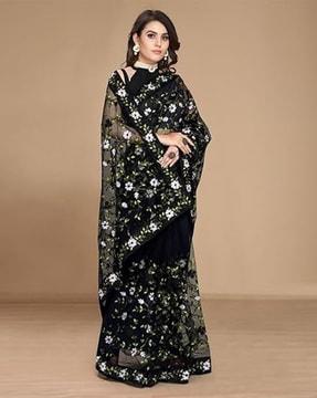 women floral pattern saree with blouse piece