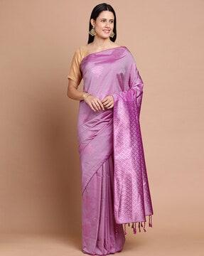 women floral pattern saree with tassels