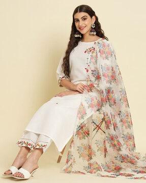 women floral pattern straight kurta set